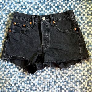 Levi's Black Distressed Denim Cutoff Shorts
